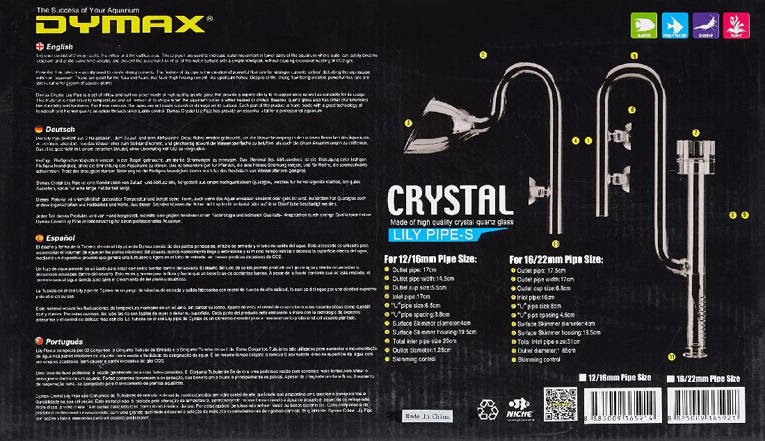 Dymax Crystal Lily Pipe W/surface Skimmer Set Dia.12/16mm - Image 2