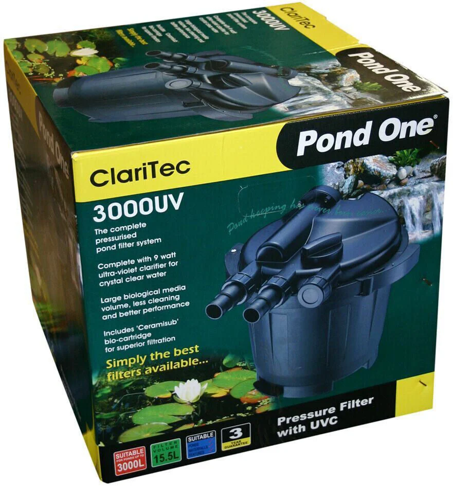 Pond One Claritec 3000uv Pressurised Filter With 9w Uvc
